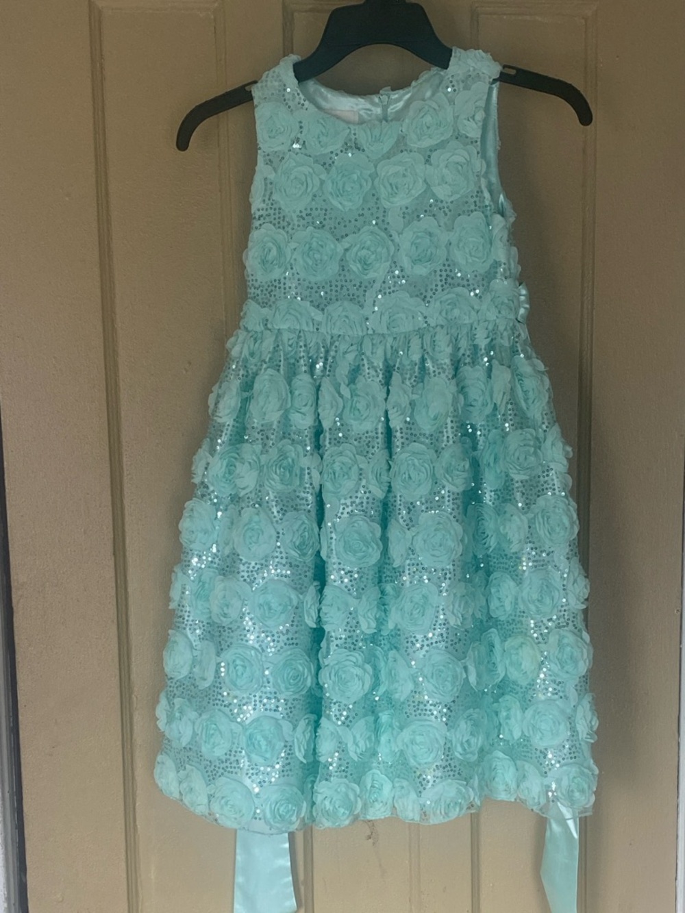 American Princess Seafoam Rosette Sequin Party Dress